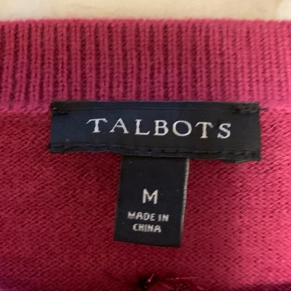 Talbots Sweater lamb’s wool blend tinsel polka dot sweater plum mulberry Size M - Picture 4 of 4